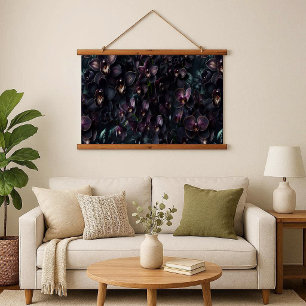 Dunkle Orchidee Gothic Maximalist Botanisches Holz Wandteppich Mit Holzrahmen