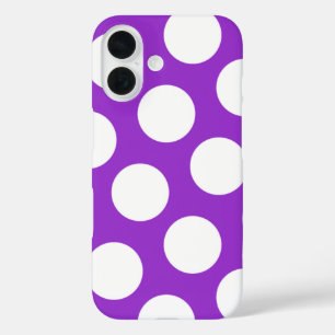 Dunkle Orchideen und weiße Polka-Punkte iPhone 16 Hülle