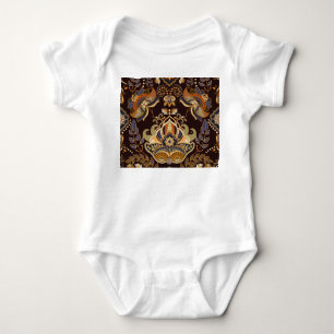 Dunkle Paisley: Nahtlose florale indische Muster. Baby Strampler