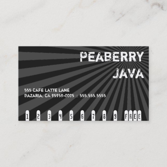 Dunkle Peaberry Java Getränk-Lochkarte Treuekarte (Vorderseite)
