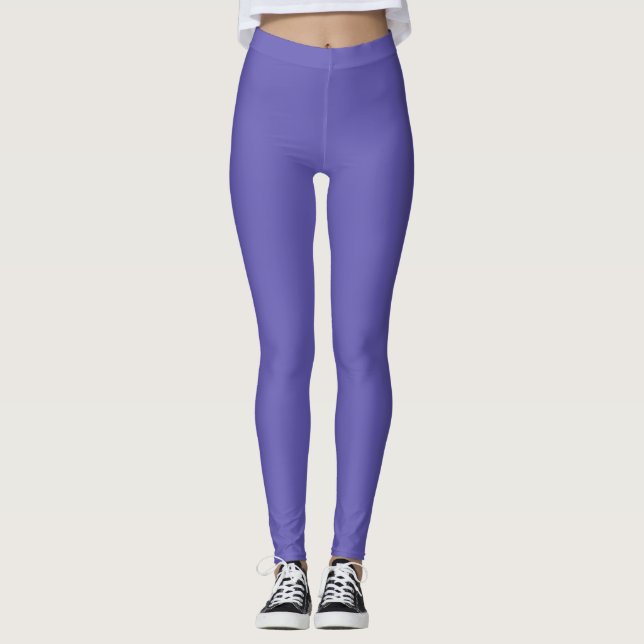 Dunkle Periwinkle-Farbe Einfarbig Schlicht Leggings (Vorderseite)