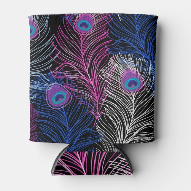 Dunkle Pfauenfedern: Schönes Vintages Design Dosenkühler (Vorderseite)