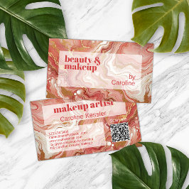 Dunkle Pfirsichkoralle Rosa Gold Marmor Art Muster Visitenkarte