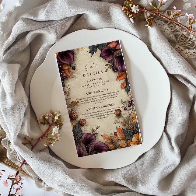Dunkle Pflaume Herbstblütenhochzeit Begleitkarte (Von Creator hochgeladen)