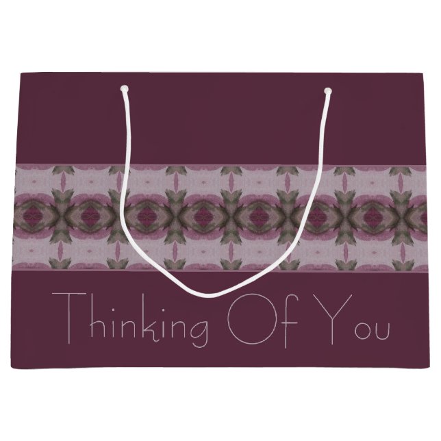 Dunkle Pflaume mit rosa und grün Große Geschenktüte (Vorderseite)