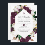 Dunkle Pflaume Velvet und weißer Bat Mitzvah Einladung<br><div class="desc">Einfache dunkle Pflaume und weiße Hellebore und Tulpen Frühjahrsbat mitzvah Einladung individuell auf Ihre Event-Besonderheiten.</div>