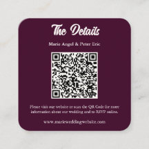 Dunkle Pflaumen-Monogramm-QR-Code-Hochzeitsdetails