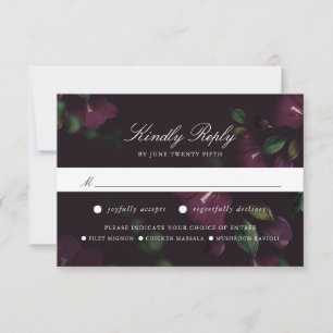 Dunkle Pflaumenblüten   RSVP-Karte mit Essensauswa RSVP Karte