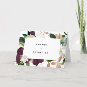 Dunkle Pflaumensamt und weiße Frühlingsblütenhochz Programm