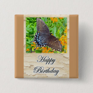 Dunkle Phase Tiger Frack Butterfly Geburtstag Button