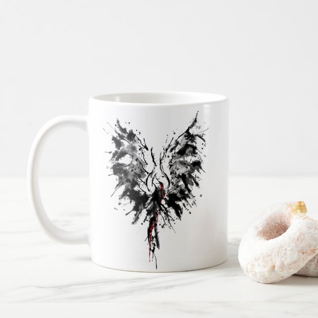 Dunkle Phoenix-Rache Kaffeetasse (Mit Donut)