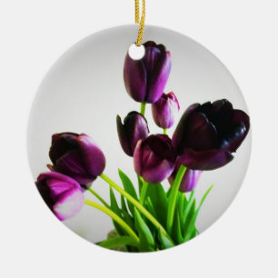 Dunkle Purpur Tulpen Keramik Ornament