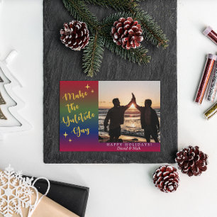 Dunkle Rainbow Yuletide Holiday Foto Card Einladung