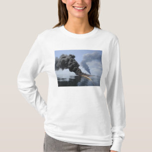 Dunkle Rauchwolken und Feuer tauchen 3 auf T-Shirt