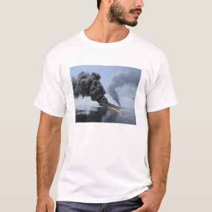 Dunkle Rauchwolken und Feuer tauchen 3 auf T-Shirt