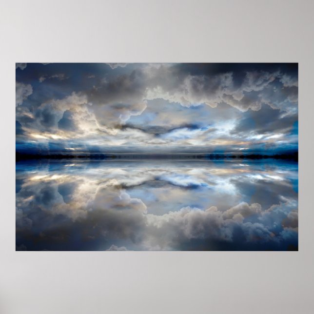 Dunkle reflektierte Wolken Poster (Vorne)