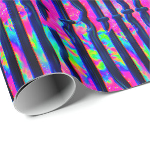 Dunkle Regenbogen-Glitch-Balken Geschenkpapier