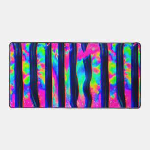 Dunkle Regenbogen-Glitch-Balken Schreibtischunterlage