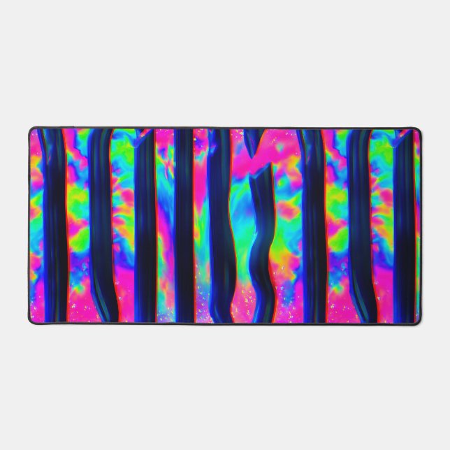 Dunkle Regenbogen-Glitch-Balken Schreibtischunterlage (Vorderseite)