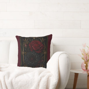 Dunkle Regency-Crimson-Rose-Luxus-Kunstvelkissen Kissen