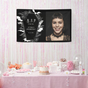 Dunkle RIP Dreißiger Gothic 40. Foto-Geburtstag Banner