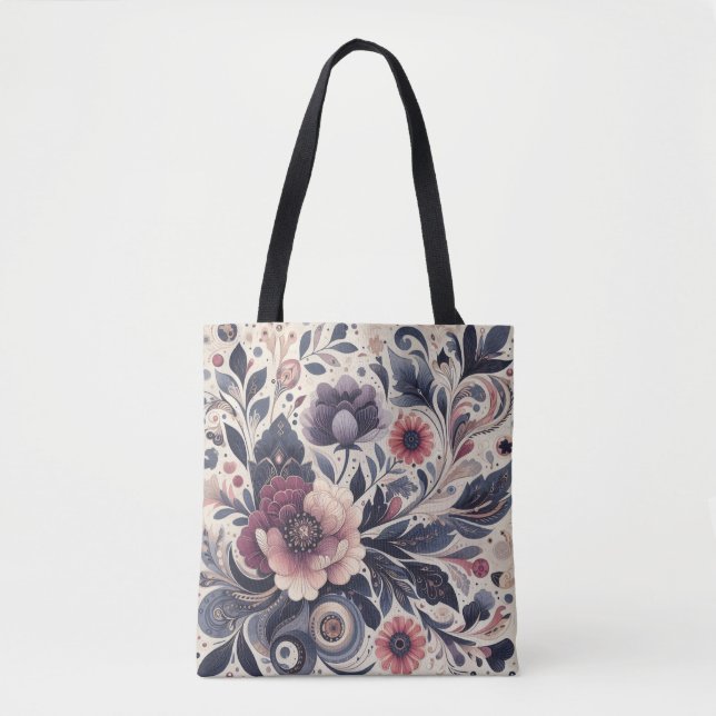 Dunkle Romance Burgund Art Deco Blumen Sommer (Vorderseite)