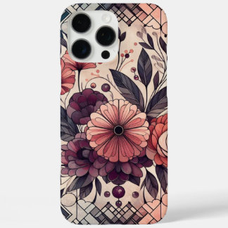 Dunkle Romance Burgund Art Deco Blumen Sommer iPhone 16 Pro Max Hülle