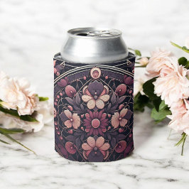 Dunkle Romance Burgund Art Deco Blumen Sommer Dosenkühler
