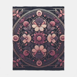 Dunkle Romance Burgund Art Deco Blumen Sommer Fleecedecke