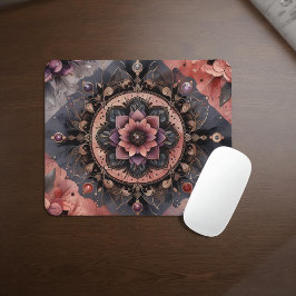 Dunkle Romance Burgund Art Deco Blumen Sommer Mousepad