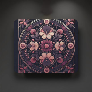 Dunkle Romance Burgund Art Deco Blumen Sommer Mousepad