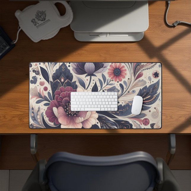 Dunkle Romance Burgund Art Deco Blumen Sommer Schreibtischunterlage (Von Creator hochgeladen)