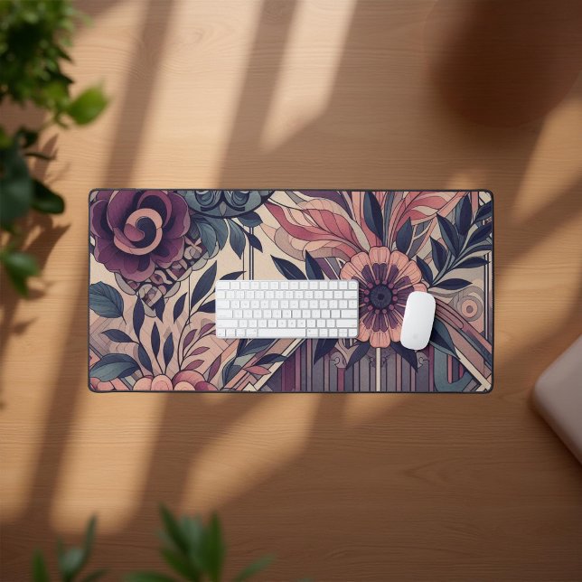 Dunkle Romance Burgund Art Deco Blumen Sommer Schreibtischunterlage (Von Creator hochgeladen)