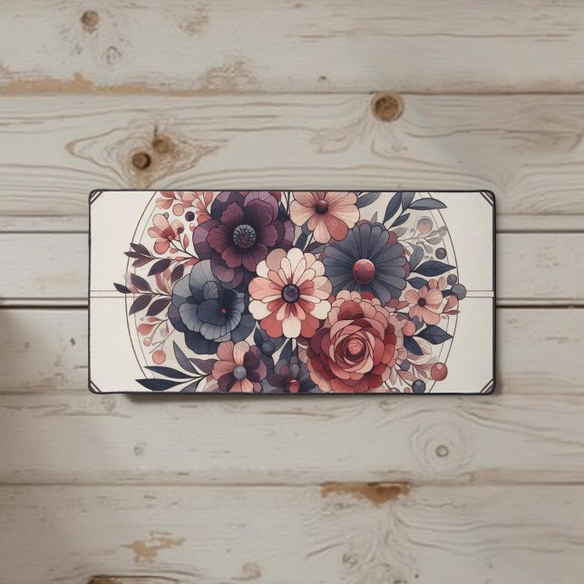 Dunkle Romance Burgund Art Deco Blumen Sommer Schreibtischunterlage (Von Creator hochgeladen)