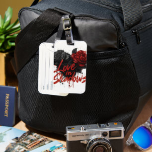 Dunkle Romance Grafik mit Schwarz und Rote Rosen Gepäckanhänger