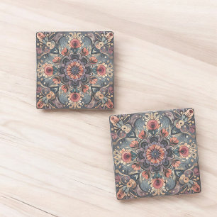 Dunkle Romantik Burgund Art Deco Floral Sommer Steinuntersetzer