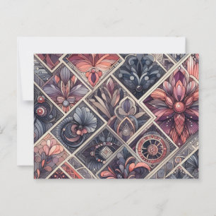 Dunkle Romantik Burgunderrot Art Deco Floral Somme Postkarte