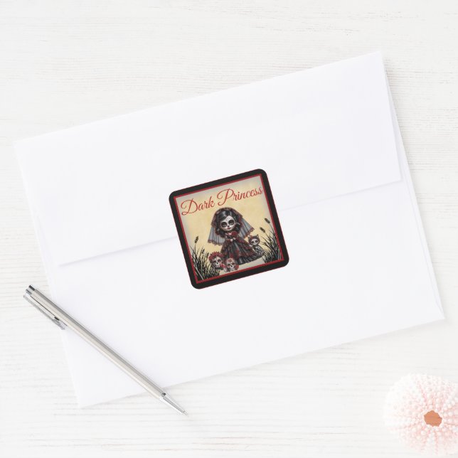 Dunkle Romantik_ Dunkle Prinzessin Quadratischer Aufkleber (Umschlag)