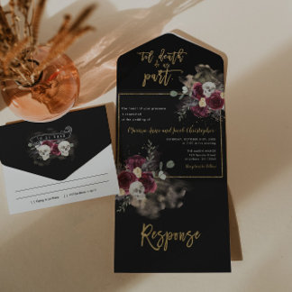 Dunkle Romantik Gothic Alles-in-Einem Hochzeitsein All In One Einladung