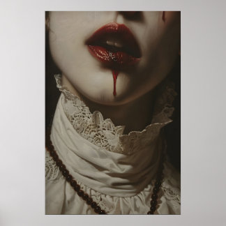 Dunkle Romantik Gothic Vampir Frau Kunstporträt Poster