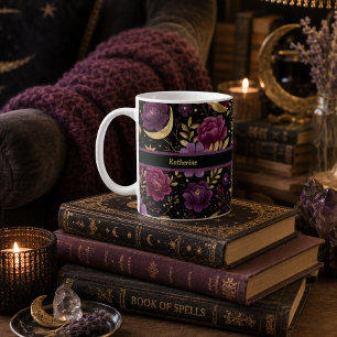 Dunkle Romantik Himmelsmond Name Lila Gold Kaffeetasse