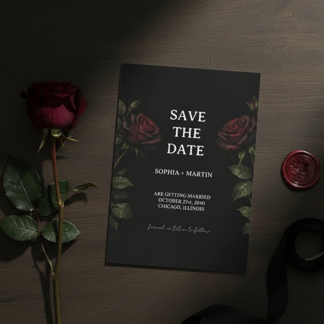 Dunkle Romantik Rote Rose Gothic Hochzeit Merken S Einladung (Von Creator hochgeladen)