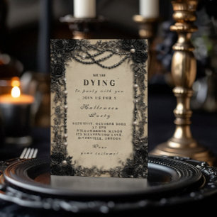 Dunkle Romantik Schwarze Rose Halloween Soiree Einladung