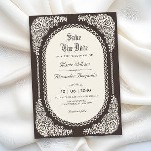 Dunkle Romantik viktorianische Spitze Save The Date