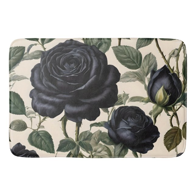 **"Dunkle Romantik: Vintage schwarze Rose"*** Badematte (Vorderseite)