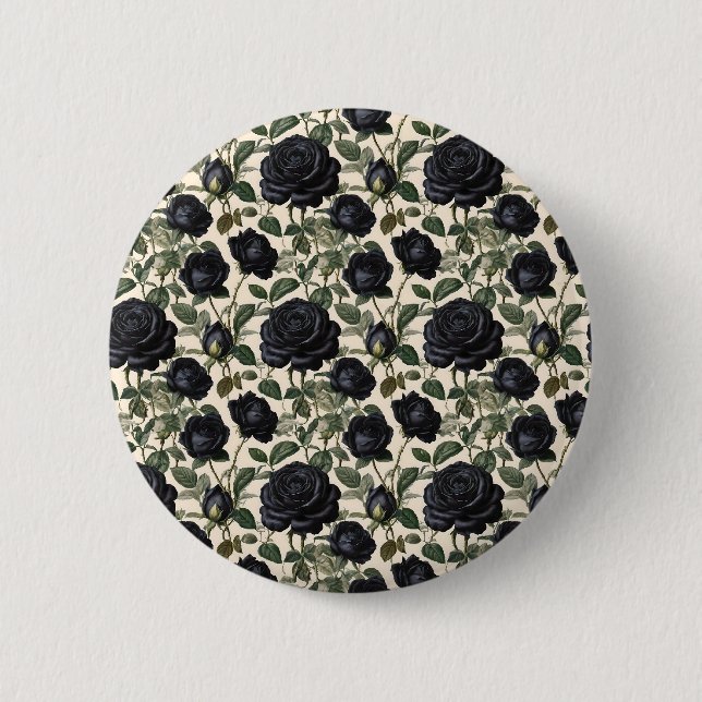**"Dunkle Romantik: Vintage schwarze Rose"*** Button (Vorderseite)