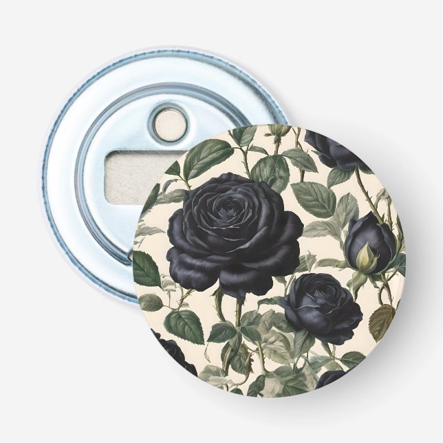 **"Dunkle Romantik: Vintage schwarze Rose"*** Flaschenöffner (Vorderseite)