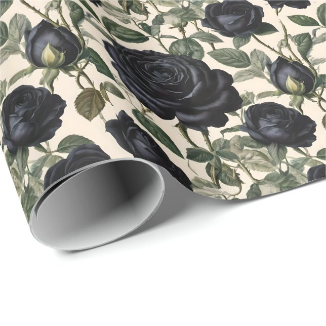 **"Dunkle Romantik: Vintage schwarze Rose"*** Geschenkpapier (Rolleneckpunkt)