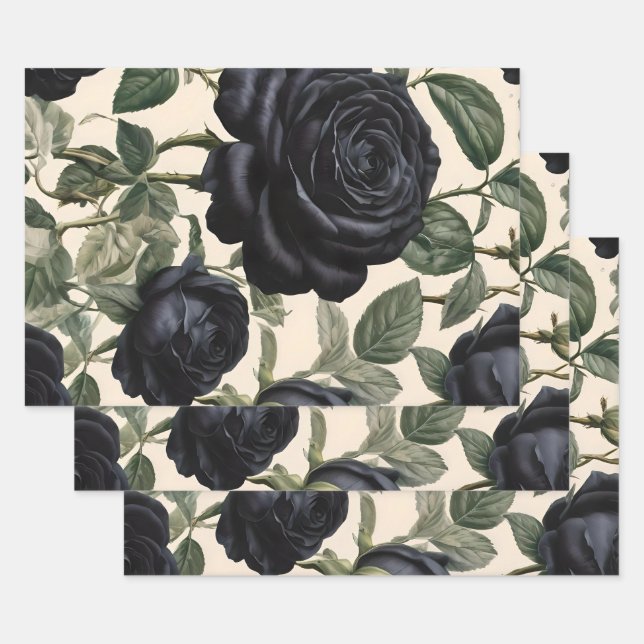 **"Dunkle Romantik: Vintage schwarze Rose"*** Geschenkpapier Set (Set)