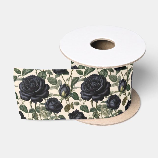 **"Dunkle Romantik: Vintage schwarze Rose"*** Satinband (Spule)